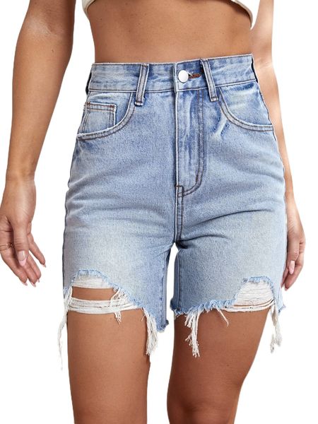 high waist raw hem denim shorts 69vi#, White;black