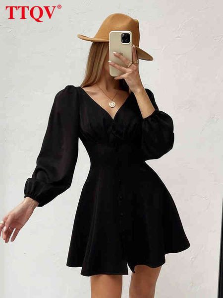 ttqv black women's dress fashion v-neck long sleeve mini dresses lady elegant single-breasted party bodycon dress robe t220804, Black;gray
ttqv black women's dress fashion v-neck long sleeve mini dresses lady elegant single-breasted party bodycon dress robe t220804, Black;gray