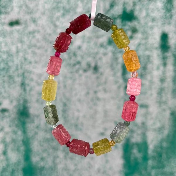7mm natural green red tourmaline bracelet bangle carved clear barrel colorful tourmaline stretch bangle aaaaaaa, Silver
7mm natural green red tourmaline bracelet bangle carved clear barrel colorful tourmaline stretch bangle aaaaaaa, Silver