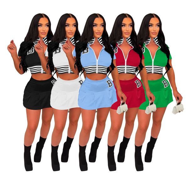 2023 designer spring dress sets for women summer short sleeve baseball jacket and skirt two 2 piece sets casual b letter outfits active trac, Black;gray
2023 designer spring dress sets for women summer short sleeve baseball jacket and skirt two 2 piece sets casual b letter outfits active trac, Black;gray