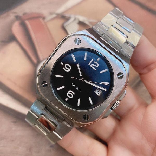 automatic mechanical mens watches watch black dial with stainless steel bracelet 904l br 05 date squar case limited watch, Slivery;brown
automatic mechanical mens watches watch black dial with stainless steel bracelet 904l br 05 date squar case limited watch, Slivery;brown