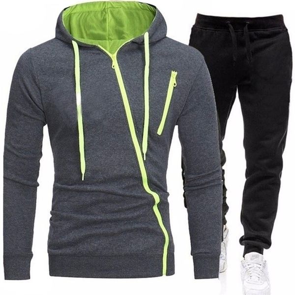 fashion men set hit color diagonal zipper hoodies pants suits men tracksuit casual male sportswear long sleeve pullover ttrouser 201109, Gray
fashion men set hit color diagonal zipper hoodies pants suits men tracksuit casual male sportswear long sleeve pullover ttrouser 201109, Gray