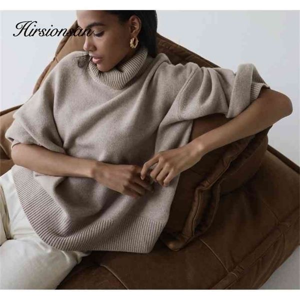 hirsionsan turtle neck solid cashmere sweater women elegant soft warm female knitted pullovers basic loose female jumper 210811, White;black
hirsionsan turtle neck solid cashmere sweater women elegant soft warm female knitted pullovers basic loose female jumper 210811, White;black