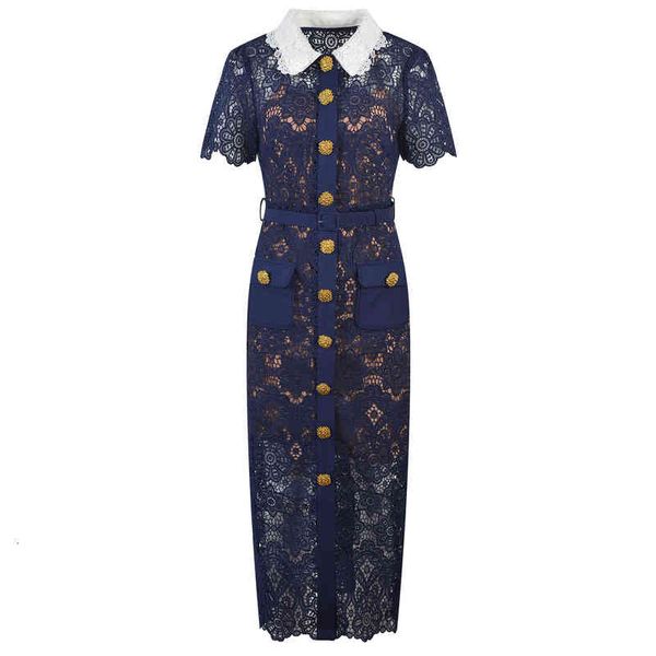 two piece dress navy blue baby collar metal button french water soluble lace dress summer style temperament embroidered epje, White
two piece dress navy blue baby collar metal button french water soluble lace dress summer style temperament embroidered epje, White