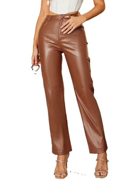 parthea solid pu leather straight leg pants m3w1#, Black;white
parthea solid pu leather straight leg pants m3w1#, Black;white