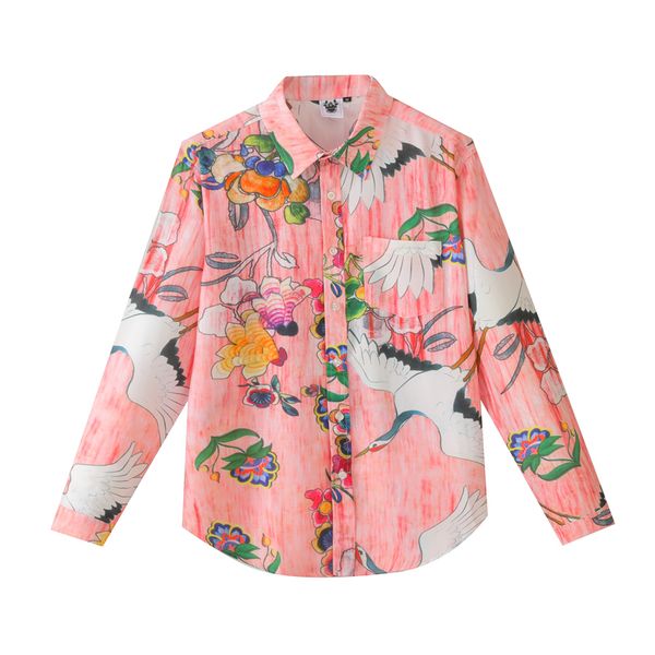 european and american men's wear summer 2022 new long sleeve lapel single breasted pink crane fashion shirt, White;black
european and american men's wear summer 2022 new long sleeve lapel single breasted pink crane fashion shirt, White;black