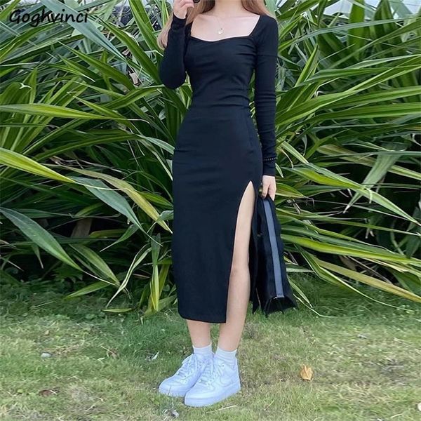 women long sleeve dress mid calf length square collar black sheath retro slim vintage side slit stretchy all match simple 220521, Black;gray
women long sleeve dress mid calf length square collar black sheath retro slim vintage side slit stretchy all match simple 220521, Black;gray