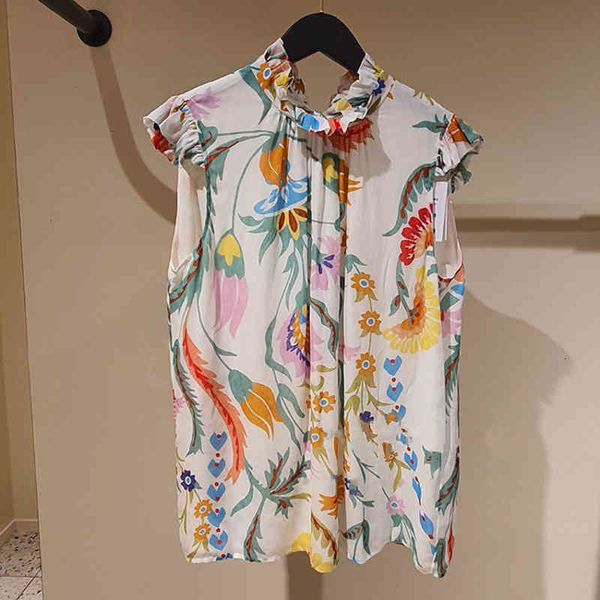 women's polos vintage elegant printed sleeveless shirt niche summer fresh aging loose top, White
women's polos vintage elegant printed sleeveless shirt niche summer fresh aging loose top, White
