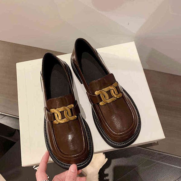designer women's shoes boots round head metal buckle flat bottomed british leather shoes with thick sol, one foot on lazy lefu medium c, Black
designer women's shoes boots round head metal buckle flat bottomed british leather shoes with thick sol, one foot on lazy lefu medium c, Black