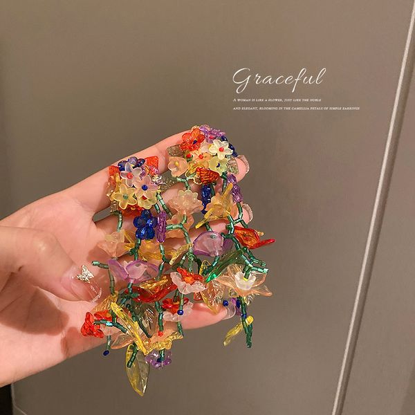 925 silver needle tassel flower fairy style earrings female pastoral style niche handmade exaggerated eardrop, Golden
925 silver needle tassel flower fairy style earrings female pastoral style niche handmade exaggerated eardrop, Golden