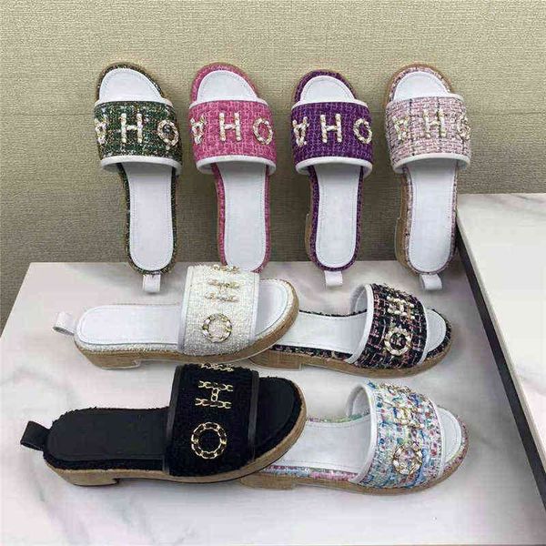 22 summer small fragrant tweed one line slippers thick heels loafers slipper sandals wear versatile wooden sol, Black
22 summer small fragrant tweed one line slippers thick heels loafers slipper sandals wear versatile wooden sol, Black