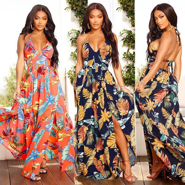 women's plus-size casual summer deep v neck backless floral print neck slit full length party dresses, Black;gray
women's plus-size casual summer deep v neck backless floral print neck slit full length party dresses, Black;gray