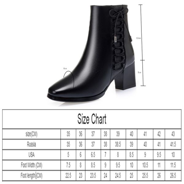 women short boots genuine leather wool 2022 new wool warm women winter boots mid heel women fashion boots shoes, Black
women short boots genuine leather wool 2022 new wool warm women winter boots mid heel women fashion boots shoes, Black