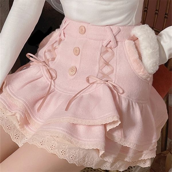 japanese sweet lolita mini skirt women winter lace casual elegant kawaii female high waist bandage korean y2k 220408, Black
japanese sweet lolita mini skirt women winter lace casual elegant kawaii female high waist bandage korean y2k 220408, Black