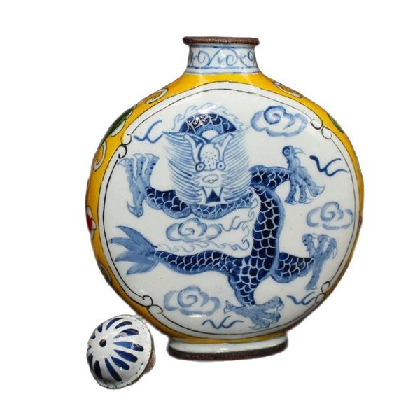 china old beijing used old snuff bottleox enamel painted dragon snuff bottle, Silver
china old beijing used old snuff bottleox enamel painted dragon snuff bottle, Silver