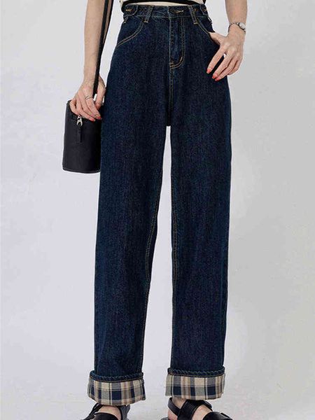 high waist jeans women 2022 new fashion baggy plaid patchwork straight pipe pants y2k vintage loose blue washed denim pants l220726
high waist jeans women 2022 new fashion baggy plaid patchwork straight pipe pants y2k vintage loose blue washed denim pants l220726