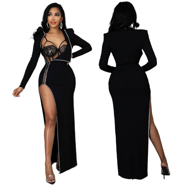 2022 design luxurious diamond irregular split dress strap lace bodysuit two piece set birthday dress robe femme women shirt bags250, Black;gray
2022 design luxurious diamond irregular split dress strap lace bodysuit two piece set birthday dress robe femme women shirt bags250, Black;gray
