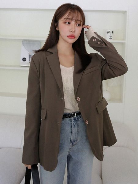 dazy single breasted slit back blazer v50j#, White
dazy single breasted slit back blazer v50j#, White