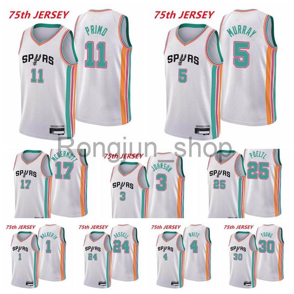 2021-22 75th anniversary printed mens basketball joshua primo dejounte murray keldon johnson jakob poeltl devin vassell walker iv 285e, Black
2021-22 75th anniversary printed mens basketball joshua primo dejounte murray keldon johnson jakob poeltl devin vassell walker iv 285e, Black