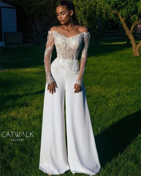 2022 bohemian boho jumpsuits wedding dress lace long sleeve off the shoulder bridal dresses wedding gowns vestido de noiva, White
2022 bohemian boho jumpsuits wedding dress lace long sleeve off the shoulder bridal dresses wedding gowns vestido de noiva, White