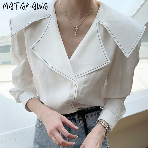 loose longsleeved blouses women korea chic simple big lapel ladies shirt singlebreasted openline blusas 210506, White
loose longsleeved blouses women korea chic simple big lapel ladies shirt singlebreasted openline blusas 210506, White