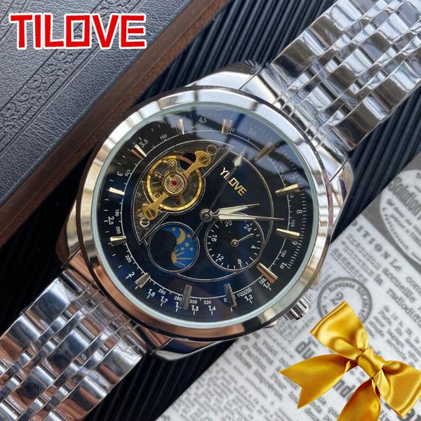 men's high end quality round stainless steel watch 43mm flywheel skeleton black dial clock five hands sapphire luminous outdoor wristwa, Slivery;brown
men's high end quality round stainless steel watch 43mm flywheel skeleton black dial clock five hands sapphire luminous outdoor wristwa, Slivery;brown