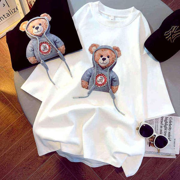 t-shirt female 2021 spring summer women's casual oversize tees cute bear print loose graphic korean kawaii girl tshirt y220411, White
t-shirt female 2021 spring summer women's casual oversize tees cute bear print loose graphic korean kawaii girl tshirt y220411, White