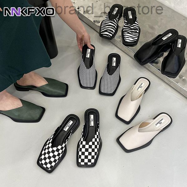 2022 summer simple fashion sandals ladies non slip flat mules flat heel casual square toe half slippers designer sandals women w220808, Black
2022 summer simple fashion sandals ladies non slip flat mules flat heel casual square toe half slippers designer sandals women w220808, Black