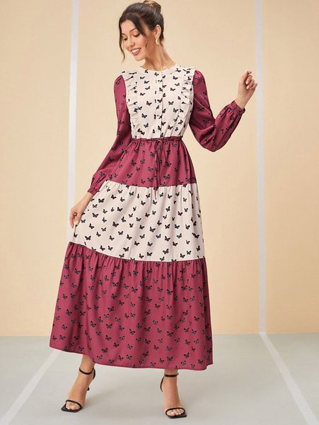 x nunette colorblock butterfly print ruffle detail knot front tiered layer dress h7fi#, Black;gray
x nunette colorblock butterfly print ruffle detail knot front tiered layer dress h7fi#, Black;gray
