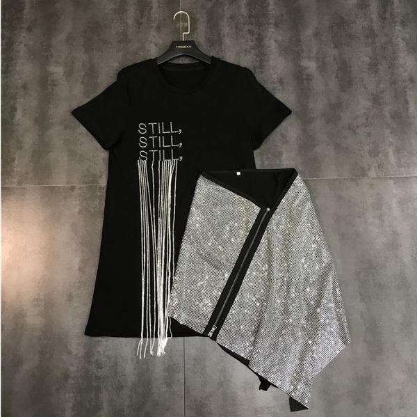 spring summer water drill chain short sleeve tassel t shirt drill zipper irregular skirt fashion 2 piece skirt suit 220318, White
spring summer water drill chain short sleeve tassel t shirt drill zipper irregular skirt fashion 2 piece skirt suit 220318, White