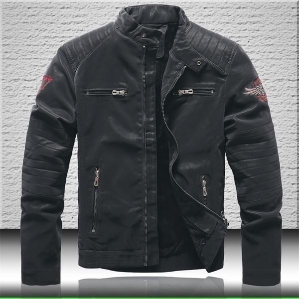 men leather jackets coats mens biker leather jacket embroidery winter thick coat quality men casual black bomber jacket 201128
men leather jackets coats mens biker leather jacket embroidery winter thick coat quality men casual black bomber jacket 201128