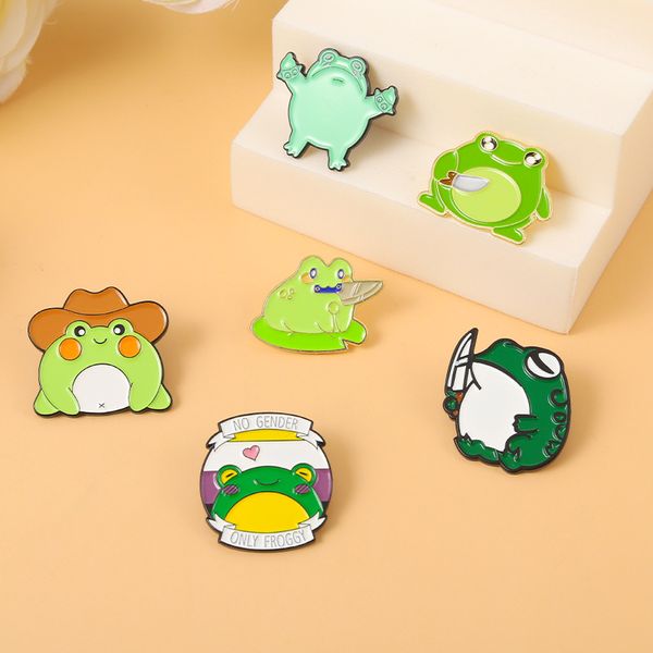 cartoon cute frog brooch creative holding knife and hat frog clothing backpack accessories pin alloy badge, Gray
cartoon cute frog brooch creative holding knife and hat frog clothing backpack accessories pin alloy badge, Gray