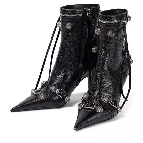stiletto heels rivets boots designer black pointed toe motorcycle ankle booties real leather side zip winter luxurious shoes eu43
stiletto heels rivets boots designer black pointed toe motorcycle ankle booties real leather side zip winter luxurious shoes eu43