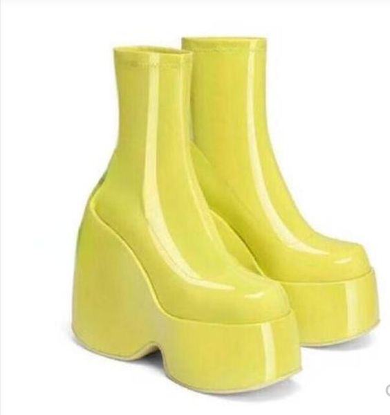 fashion platform heel boots women thick heel patent leather shinny colorful t show martin boots plus size 35-43, Black
fashion platform heel boots women thick heel patent leather shinny colorful t show martin boots plus size 35-43, Black