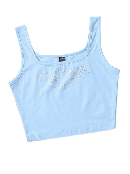 graphic rhinestone tank d88c#, White
graphic rhinestone tank d88c#, White