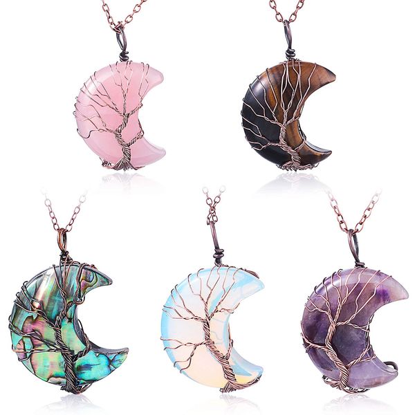 charms tree life crescent moon necklace copper wire wrap natural gemstones healing crystal pendant quartz jewelry amoft, Bronze;silver
charms tree life crescent moon necklace copper wire wrap natural gemstones healing crystal pendant quartz jewelry amoft, Bronze;silver