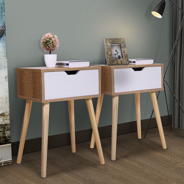 one set of two nightstand modern dining table with drawers wooden side table family furniture in living room and bedroom
one set of two nightstand modern dining table with drawers wooden side table family furniture in living room and bedroom