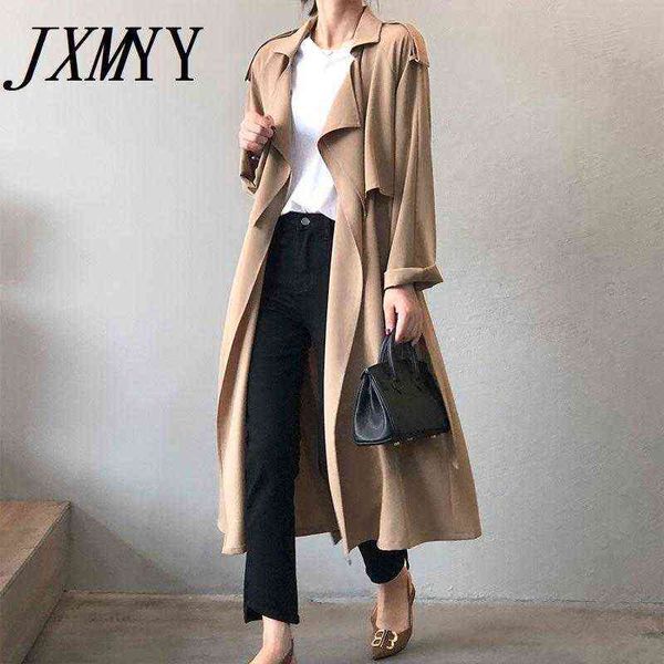 women's trench coats jxmyy 2021 autumn style fashion elegant temperament long coat women retro british loose t220811, Tan;black
women's trench coats jxmyy 2021 autumn style fashion elegant temperament long coat women retro british loose t220811, Tan;black