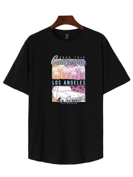 romwe guys car letter graphic tee m3cc#, White;black