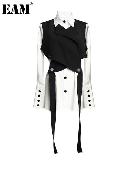 eam women black bandage vest two piece blouse lapel long sleeve loose fit shirt fashion spring autumn jr675 220809, White
eam women black bandage vest two piece blouse lapel long sleeve loose fit shirt fashion spring autumn jr675 220809, White