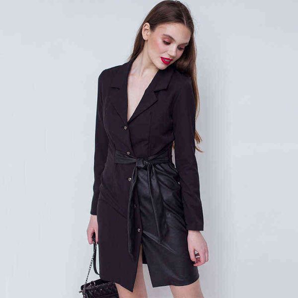 women vintage leather patchwork sashes a-line dress long sleeve v neck solid elegant casual dress 2019 winter fashion dress t220804, Black;gray
women vintage leather patchwork sashes a-line dress long sleeve v neck solid elegant casual dress 2019 winter fashion dress t220804, Black;gray
