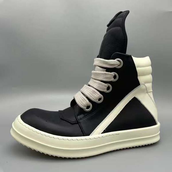 chunky shoestring men boots genuine leather wide lace up men casual shoes p35d50, Black