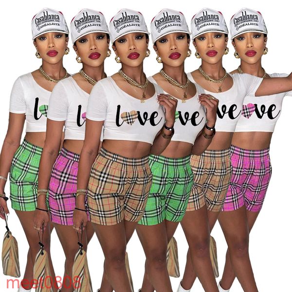 women o neck letter print short sleeve ladies & plaid shorts set summer casual two piece suit meet0808, Gray
women o neck letter print short sleeve ladies & plaid shorts set summer casual two piece suit meet0808, Gray