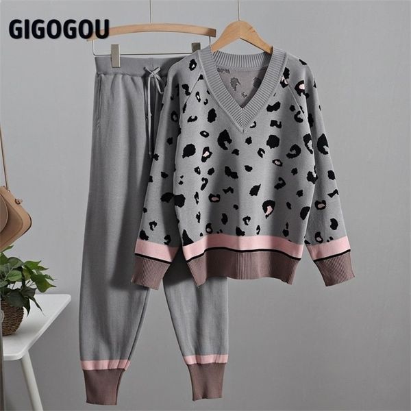 gigogou spring women knitted tracksuits 2 piece sets women costume v neck leopard pullover sweater knitted pencil pants suits 210331, Gray
gigogou spring women knitted tracksuits 2 piece sets women costume v neck leopard pullover sweater knitted pencil pants suits 210331, Gray