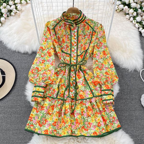 new 2022 spring summer holiday beach short dress women stand collar long lantern sleeve chic floral print sashes party vestidos, Black;gray
new 2022 spring summer holiday beach short dress women stand collar long lantern sleeve chic floral print sashes party vestidos, Black;gray