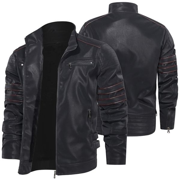men's pu leather jacket plus velvet warm zipper coat male windproof motorcycle jacket coats man leather biker outwear 201127, Black
men's pu leather jacket plus velvet warm zipper coat male windproof motorcycle jacket coats man leather biker outwear 201127, Black