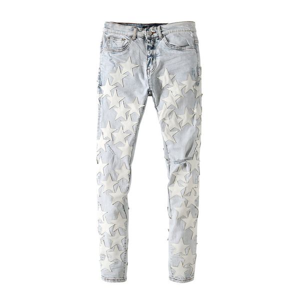 jeans men designer pants for middle waist long off cotton slim feet high street denim white star patch pentagram skin patch hole size 40 sto, Blue
jeans men designer pants for middle waist long off cotton slim feet high street denim white star patch pentagram skin patch hole size 40 sto, Blue