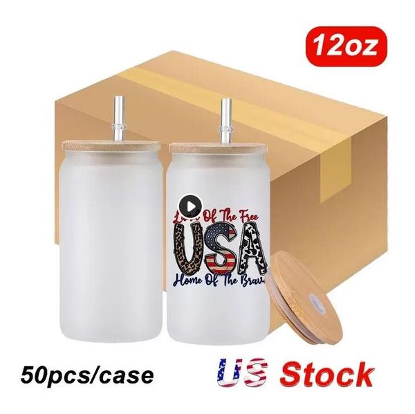 us warehouse sublimation 12oz glass can with bamboo lid reusable straw beer can transparent frosted glass tumbler soda can cup fy5117 c0629
us warehouse sublimation 12oz glass can with bamboo lid reusable straw beer can transparent frosted glass tumbler soda can cup fy5117 c0629