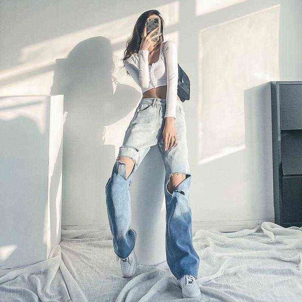 women's jeans european and american ripped gradient straight high waist loose drape american y2k retro wide leg jeans ins l220726, Blue
women's jeans european and american ripped gradient straight high waist loose drape american y2k retro wide leg jeans ins l220726, Blue