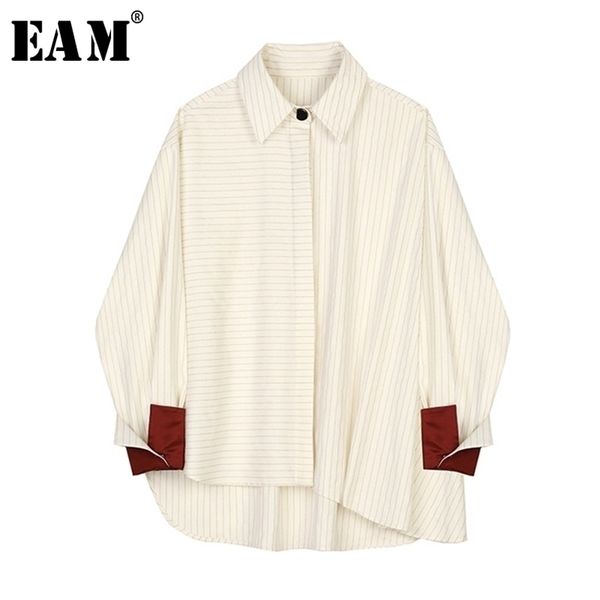 women beige striped split big size blouse new lapel long sleeve loose fit shirt fashion spring autumn 1s388 201201, White
women beige striped split big size blouse new lapel long sleeve loose fit shirt fashion spring autumn 1s388 201201, White